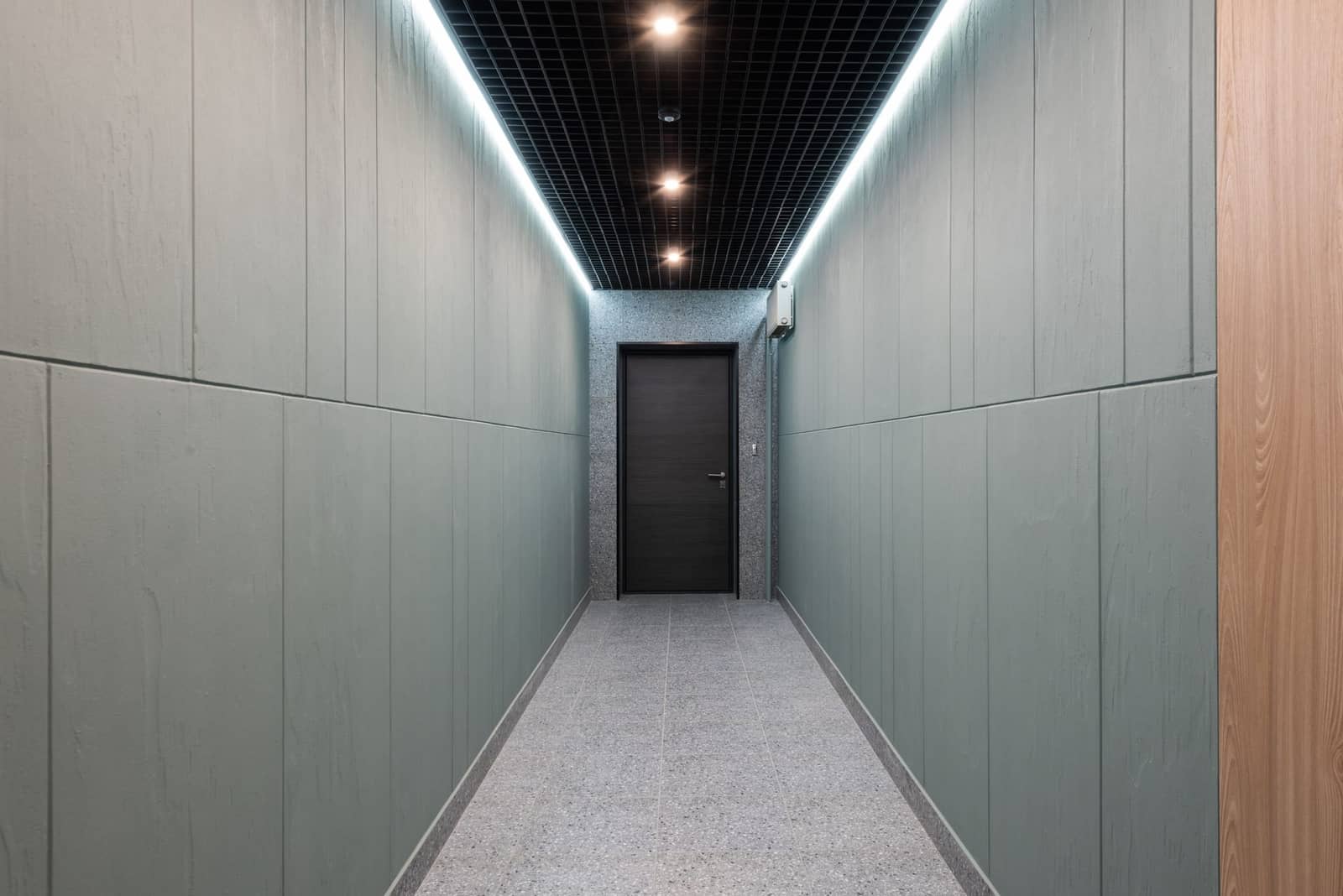 Hallway ceiling and bedroom doorways, the geometry alarm placement rules describe